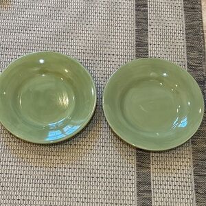 Set of Two Green Pottery Barn 12” plates